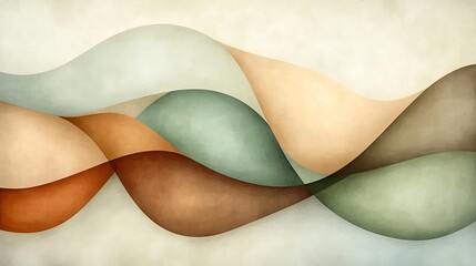 Poster - Peaceful abstract backdrop featuring a delicate harmonious flow of interlacing organic lines and patterns in a muted color palette of earthy soothing tones