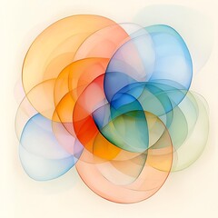Poster - Mesmerizing abstract composition featuring fluid overlapping circular forms in a harmonious blend of soothing earthy pigments and a diaphanous tranquil glow