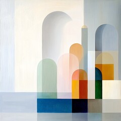 Poster - Calming abstract composition with gentle curved shapes harmonious neutral hues and a tranquil contemplative atmosphere