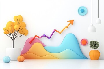 Poster - prosperous data visualization diagram with rising trend arrow symbolizing successful enterprise in c