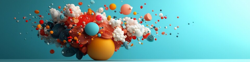 Poster - Vibrant digital artwork featuring an explosion of colorful shapes and patterns symbolizing the dynamic and chaotic nature of social media interactions and online communication