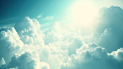 Wall Mural - a dramatic composition of white clouds against a vivid blue sky, ideal for inspirational themes.