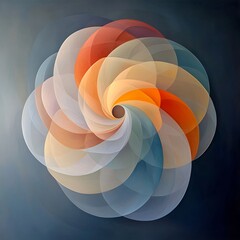 Poster - Mesmerizing abstract composition with fluid overlapping circular forms soothing earthy pigments and a diaphanous glow  The tranquil meditative mood evokes a sense of calm balance and spirituality