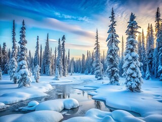 Wall Mural - Untamed Canadian Arctic: Icy Forest Impassable Winter Wonderland