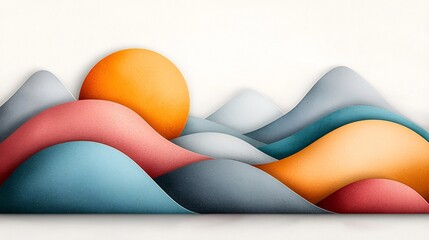 Poster - Minimalist abstract digital featuring a balanced composition of curved organic shapes and gentle color gradients creating a serene and visually calming background with a clean contemporary aesthetic