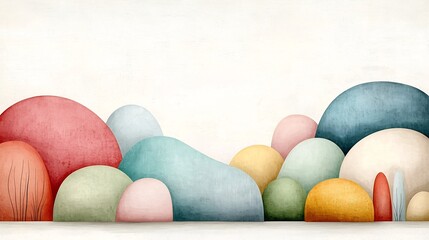 Poster - Serene Abstract Landscape with Gentle Flowing Pastel Hues and Rounded Shapes A Calming Minimalist Digital Painting in an Impressionist Style with a Warm Inviting Atmosphere
