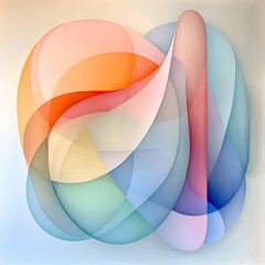 Poster - Whimsical abstract organic forms with rounded contours in a delicate pastel palette featuring diffused lighting experimental watercolor technique