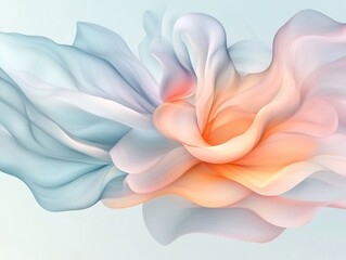 Poster - Delicate flowing patterns of organic shapes in a soothing monochromatic color palette  Minimalist digital art with an ethereal and serene by aesthetic and a clean modern design