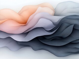 Poster - Delicate flowing patterns of abstract organic shapes in a soothing monochromatic color palette minimalist digital art with an ethereal and serene by aesthetic