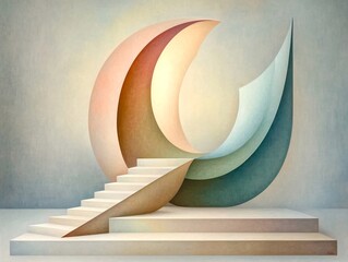 Poster - Undulating organic compositions in soft pastel hues graceful abstract forms with smooth contours minimalist setting with muted tones diffused lighting creating a hazy impressionistic atmosphere