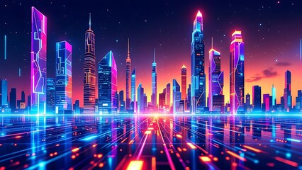 Wall Mural - AI-generated high-tech city illustration