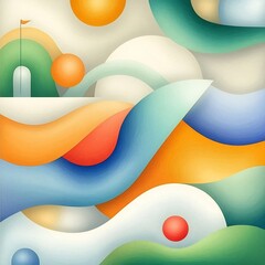 Poster - Serene and captivating abstract pattern featuring smooth organic lines in a harmonious color combination of vibrant jewel toned hues  Executed with an abstract expressionist technique