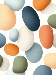 Poster - Soothing abstract pattern of interconnected rounded forms on a light textured surface soft organic shapes in muted pastel hues subtle variations in tones and shading fluid and harmonious composition