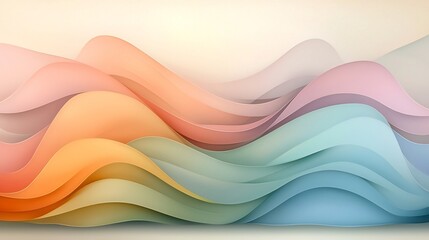 Poster - Flowing abstract organic shapes in soft pastel hues with an impressionistic photographic a dreamy and serene atmospheric background with a minimalist modern aesthetic