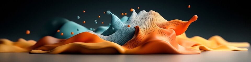 Poster - captivating and dynamic 3d rendered visualization depicting the frequency distribution of words in a