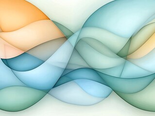 Poster - Elegant abstract wallpaper showcasing interlacing curving lines in a tranquil color spectrum delicate intertwining shapes soft pastel shades of blue and sage harmonious repeating design