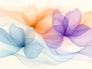 Poster - Elegant abstract wallpaper displaying interlacing curving lines in a tranquil color range delicate flowing forms rhythmic brushstrokes muted tonal gradients abstract floral motifs