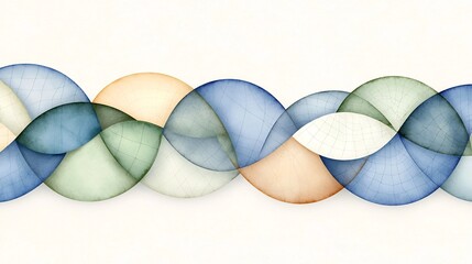 Poster - Elegant abstract wallpaper design displaying an intricate web like pattern of interlacing curving lines in a tranquil color range of muted hues of blue and green