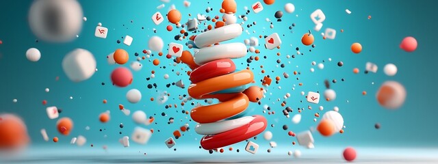 Poster - Vibrant digital artwork depicting an explosion of colorful particles shapes and textures representing the dynamic and ever changing nature of online interactions social media posts