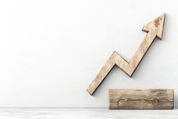 Poster - pristine minimalist white background showcasing a precise technical rendering of an ascending financ
