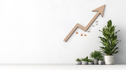 Poster - upward trending financial chart with vibrant arrow and data points displayed on clean minimalist whi