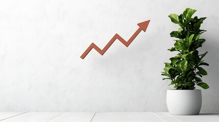 Poster - Minimalist and clean visual design showcasing an optimistic financial graph with an upward pointing arrow symbolizing economic advancement growth and success  The crisp bright