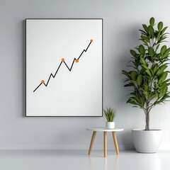 Poster - pristine white canvas showcasing an upward trending financial chart conveying a healthy and flourish