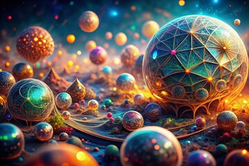 Wall Mural - Vibrant Interconnected Worlds: Abstract Generative AI Art with Bokeh