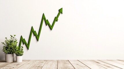 Poster - Upward Trending Financial Chart on Clean White Backdrop Conveying Prosperous Business Growth and Financial Success  Minimalist Technical Depicting Contemporary Data Visualization