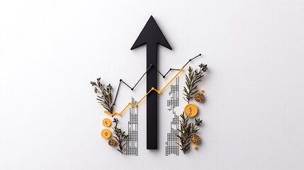 Poster - minimalist and modern digital of a data driven financial diagram featuring a rising arrow against a 
