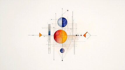 Poster - serene abstract composition featuring a detailed minimalist geometric financial diagram with a risin