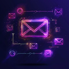 Poster - Borderless digital communication alliance concept featuring a freehand user interface with navigation arrows and envelope symbol