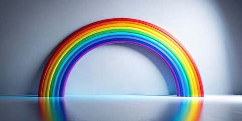Wall Mural - Vibrant Rainbow Arc Emerging from White Canvas: Diversity & Creativity Stock Photo