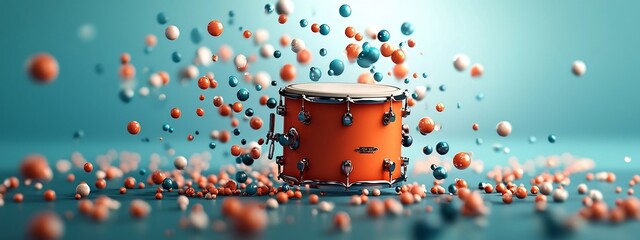 Poster - a vibrant and dynamic 3d showcasing the of a drumhead at different sound wave frequencies creating a