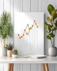 Poster - ascending financial graph displayed on a pristine white canvas representing financial stability grow
