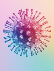 Poster - Colorful and clean illustration of a virus highlighting its structure and features in a vibrant design. Generative AI