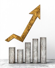 Poster - Upward Trending Financial Chart with Arrow Set Against Blank White Background Symbolizing a Thriving Financial Landscape through a Clean Precise Technical with Sharp