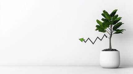Poster - pristine white setting showcasing a detailed financial chart with a rising arrow signaling a robust 