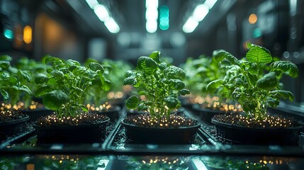 Poster - Futuristic Agriculture Lab with Holographic Crop Growth Simulations and Genetic Enhancements for Sustainable Productivity