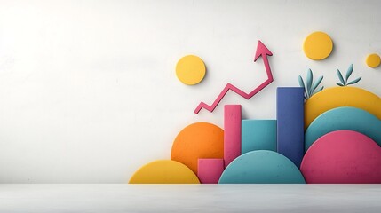 Poster - serene white space featuring a detailed financial diagram with a rising arrow symbolizing a healthy 