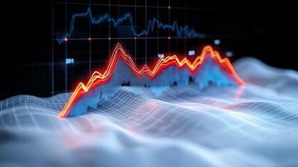 Poster - Upward Trending Financial Graph on a Clean White Backdrop Depicting a Positive Financial Outlook Intricate Line Work Precise Data Visualization and Minimalist Contemporary Digital Art