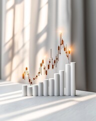 Poster - Ascending Financial Graph Showcasing Data Visualization and Financial Stability in a Serene Scandinavian Inspired Interior Setting with Natural Lighting