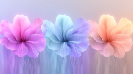 Poster - Mesmerizing abstract floral formation with soft organic shapes pastel gradient tones and a sense of ethereal luminescence and contemplative serenity  A digital painting with a aesthetic