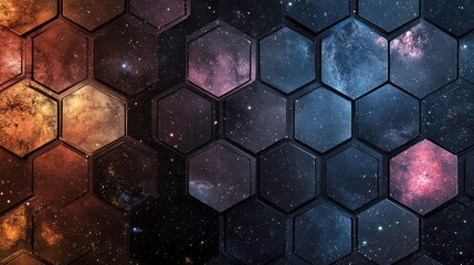 Poster - Hexagonal tiles filled with mini-galaxies.