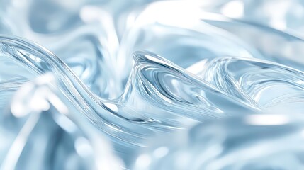 Poster - Macro glass 3d Y2K render abstract background. Transparent glassmorphism modern texture. Holographic curved wave in motion. Gradient design element.