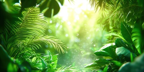 Poster - Lush green jungle with a lot of leaves