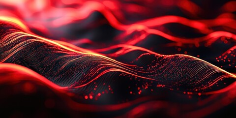 Poster - Red wave with black lines