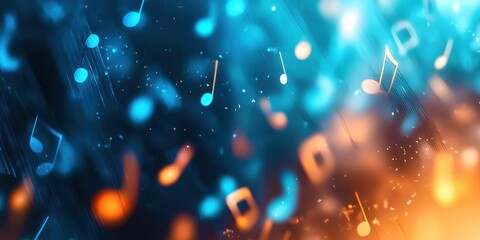 Poster - Colorful background with many musical notes