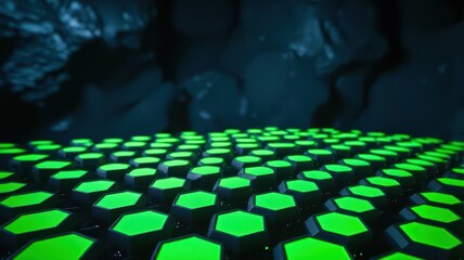 Poster - Green and white hexagon with a black outline