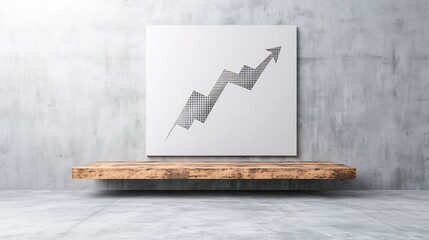Poster - detailed financial graph with an ascending arrow displayed on a plain white canvas signifying a favo